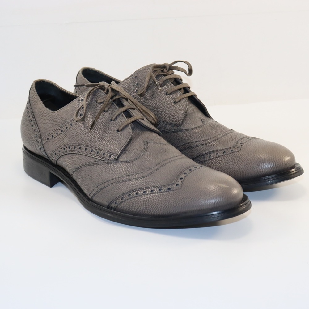 Dolce &‎ Gabbana Wingtip Oxford Men Size 11 Grey Textured Leather Brogue 6927